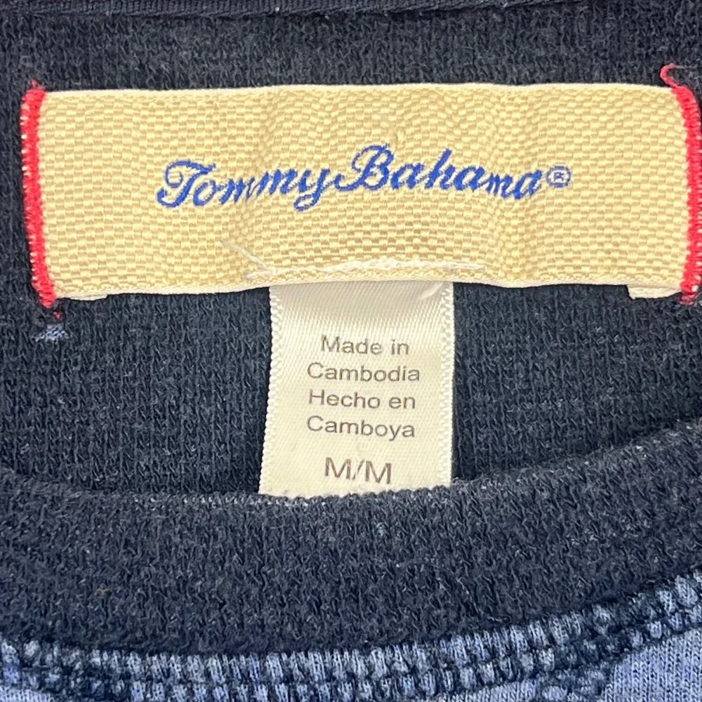 Tommy Bahama Mens M Blue Raglan Long Sleeve Pullover Marlin Logo Sweatshirt
